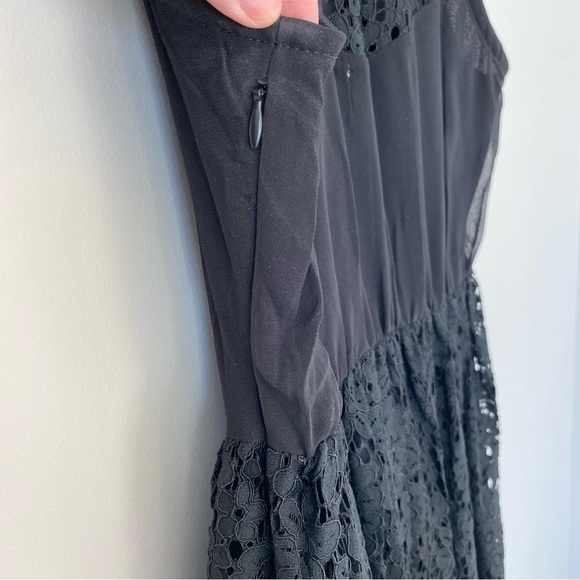 DEX Black Eyelet with mesh paneling midi dress | Sz S Goth Wednesday Halloween - Picture 9 of 15